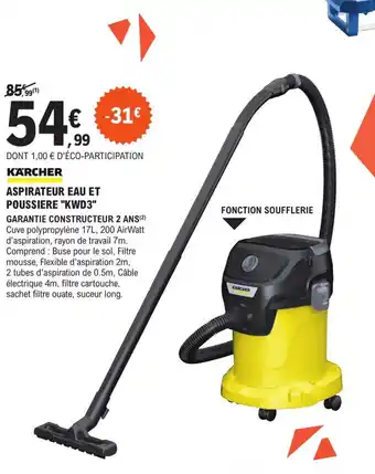 E.Leclerc Brico Aspirateur eau et poussiere "KWD3" offre