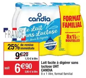 Cora x Carrefour Lait facile à digérer sans lactose uht candia offre