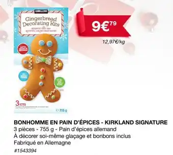 Costco Bonhomme en pain d'épices - kirklannd signature offre
