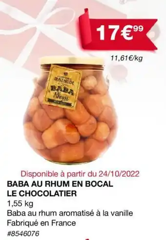 Costco Baba au rhum en bocal le chocolatier offre