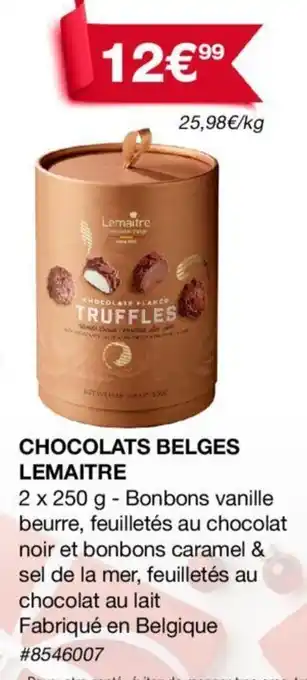 Costco Chocolats belges lemaitre offre