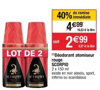 Cora x Carrefour Déodorant atomiseur rouge scorpio offre