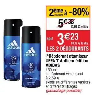 Cora x Carrefour Déodorant atomiseur uefa 7 anthern édition adidas offre