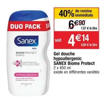 Cora x Carrefour Gel douche hypoallergenic sanex biome protect offre
