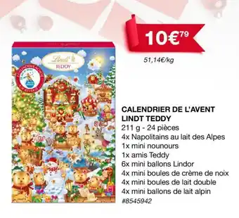 Costco Calendrier de l'avent lindt teddy offre