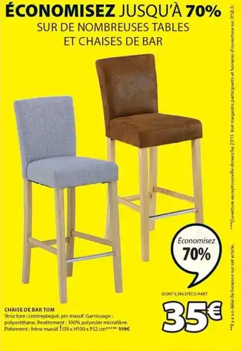 JYSK Chaise de bar tom offre
