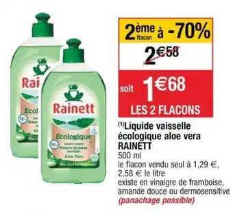 Cora x Carrefour Liquide vaisselle écologique aloe vera rainett offre