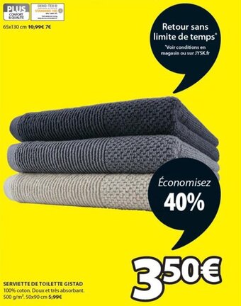 JYSK Serviette de toilette gistad offre