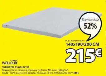 JYSK Surmatelas gold T60 offre