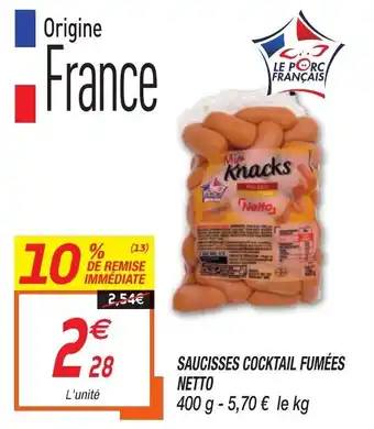 Netto Saucisses cocktail fumées netto offre