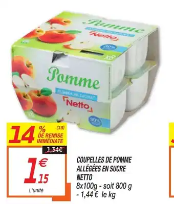 Netto Coupelles de pomme allégées en sucre netto offre