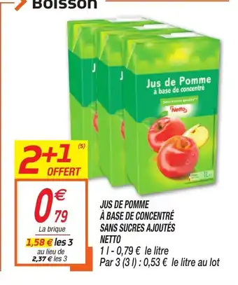Netto Jus de pomme à base de concentré sans sucres ajoutés netto offre