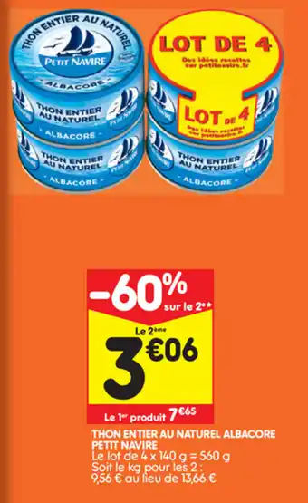 Leader Price Thon entier au naturel albacore offre