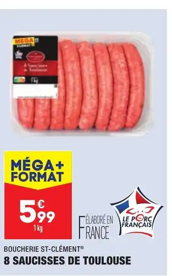 ALDI 8 Saucisses de Toulouse offre