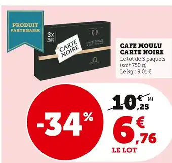 Super U Cafe Moulu Carte Noire offre