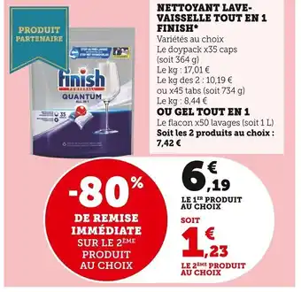 Super U Nettoyant Lave-Vaisselle Tout en 1 Finish offre