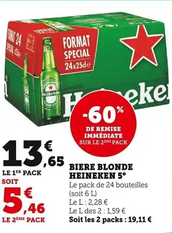 Super U Biere Blonce Heineken 5° offre