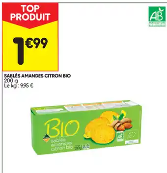 Leader Price Sablés amandes citron Bio offre