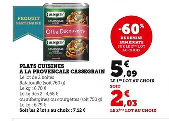 Super U Plats Cuisines a La Provencale Cassegrain offre
