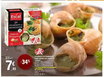 E.Leclerc Escargots de bourgogne label rouge x24 surgelés offre