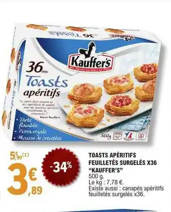 E.Leclerc Toasts apéritifs feuilletés surgelés x36 offre