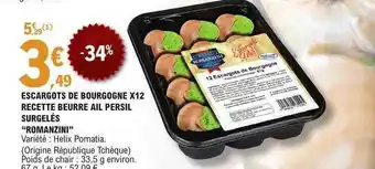 E.Leclerc Escargots de bourgogne x12 recette beurre ail persil surgelés offre