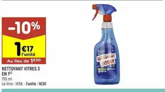 Leader Price Nettoyant vitres 3 en 1 offre