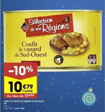 Leader Price Confit de cuisses de canard du sud ouest igp offre