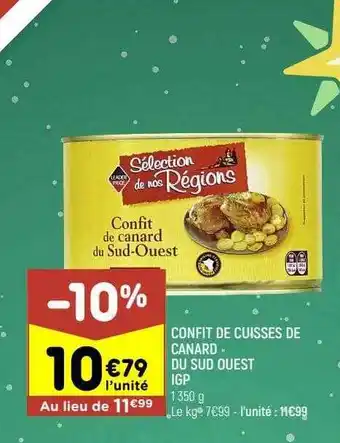 Leader Price Confit de cuisses de canard du sud ouest igp offre