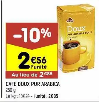 Leader Price Café doux pur arabica offre