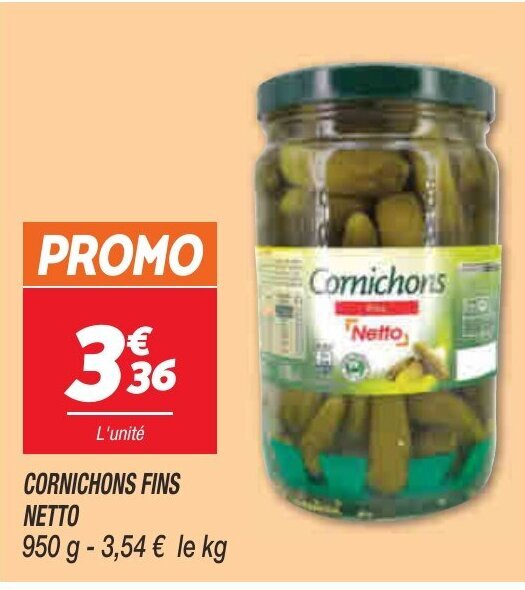 Promo Cornichons Fins Netto chez Netto