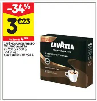 Leader Price Café moulu l'Espresso Italiano Lavazza offre