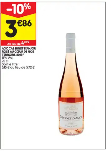 Leader Price AOC Cabernet d'Anjou rosé au cœur de nos Terroirs 2018 offre