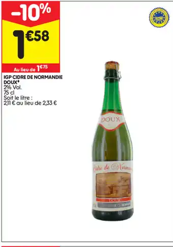 Leader Price IGP Cidre de Normandie Doux offre