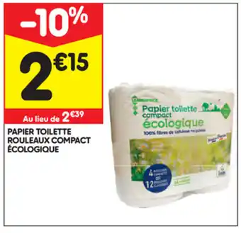 Leader Price Papier toilette rouleaux Compact écologique offre