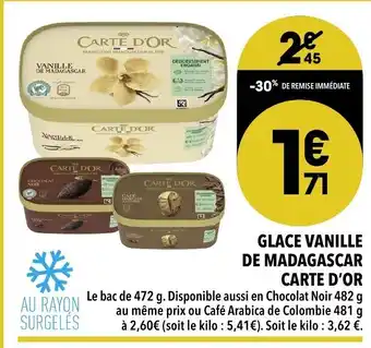 Supeco Glace vanille de Madagascar Carte d'or offre