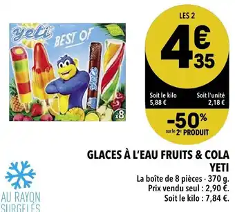 Supeco Glaces à l'eau fruits & Cola Yeti offre