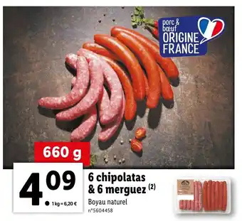 Lidl 6 chipolatas & 6 merguez offre