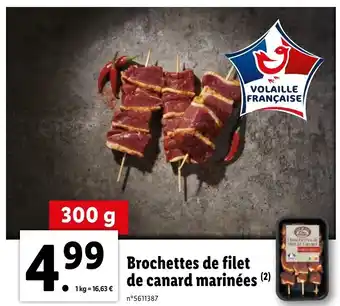 Lidl Brochettes de filet de canard marinées offre