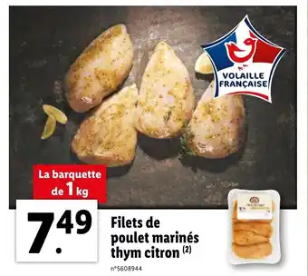 Lidl Filets de poulet marinés thym citron offre