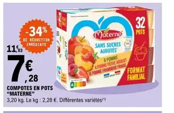E.Leclerc Compotes En Pots Materne offre
