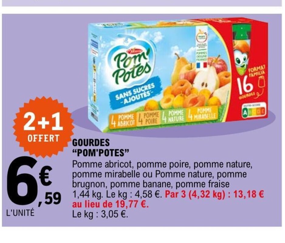 Promo Gourdes Pom'Potes chez E.Leclerc