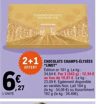 Chocolats Champs Elysees Lindt
