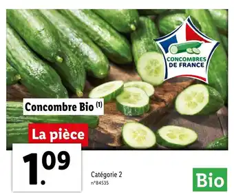 Lidl Concombre Bio offre