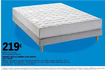 E.Leclerc Ensemble Matelas Sommier Extra Confort 140x190cm offre