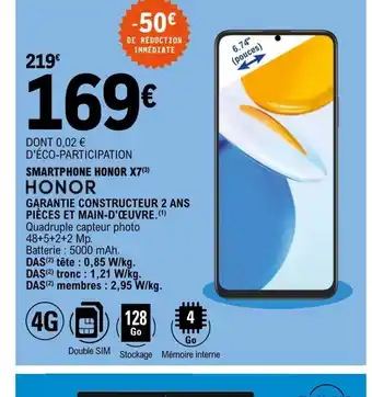 E.Leclerc Smartphone Honor X7 offre