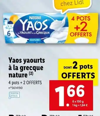 Lidl Yaos yaourts à la grecque nature offre