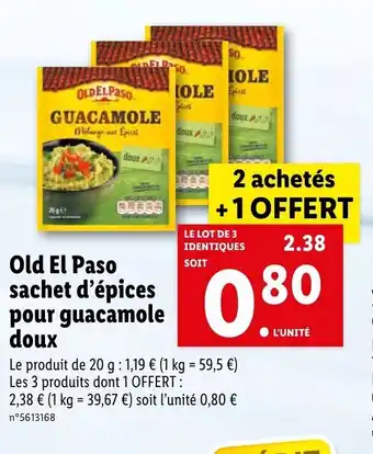 Lidl Old El Paso sachet d'épices pour guacamole doux offre