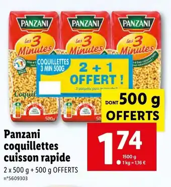 Lidl Panzani coquillettes cuisson rapide offre