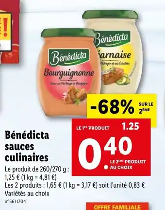 Bénédicta sauces culinaires